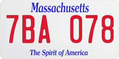 MA license plate 7BA078