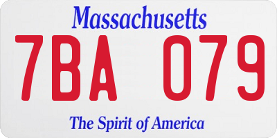 MA license plate 7BA079