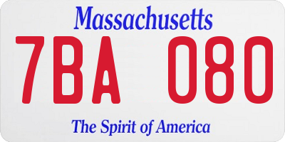 MA license plate 7BA080