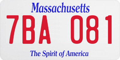 MA license plate 7BA081