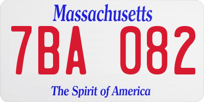 MA license plate 7BA082