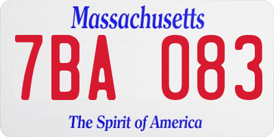 MA license plate 7BA083