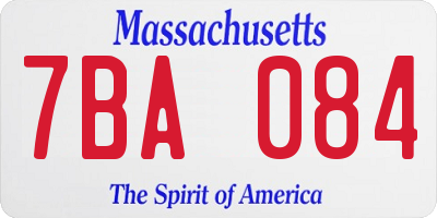 MA license plate 7BA084