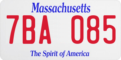 MA license plate 7BA085