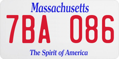 MA license plate 7BA086