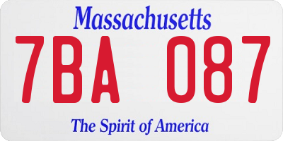 MA license plate 7BA087