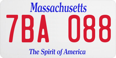 MA license plate 7BA088