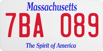 MA license plate 7BA089