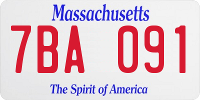 MA license plate 7BA091