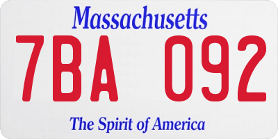 MA license plate 7BA092