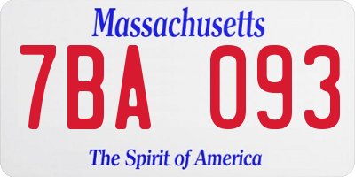 MA license plate 7BA093