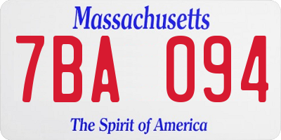 MA license plate 7BA094