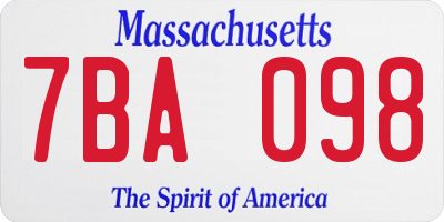 MA license plate 7BA098