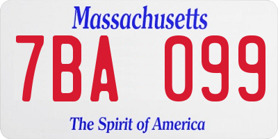 MA license plate 7BA099