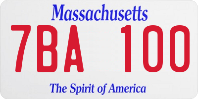 MA license plate 7BA100