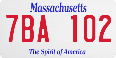MA license plate 7BA102