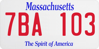 MA license plate 7BA103