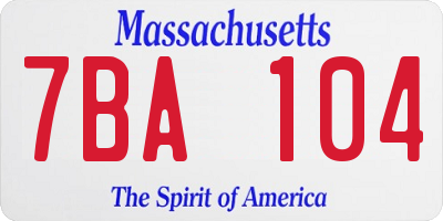 MA license plate 7BA104