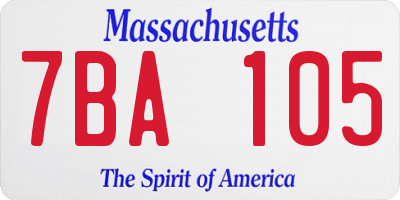 MA license plate 7BA105
