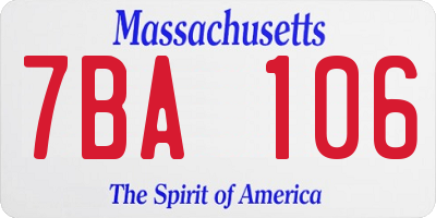 MA license plate 7BA106
