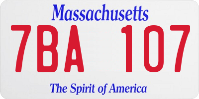 MA license plate 7BA107