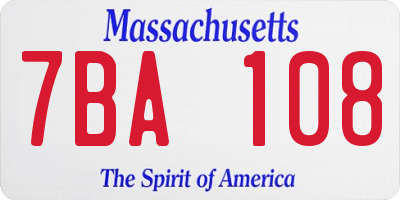 MA license plate 7BA108