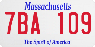 MA license plate 7BA109