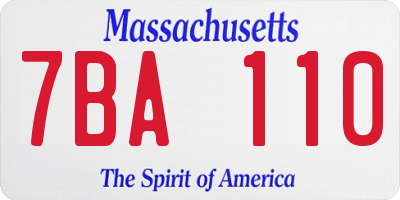 MA license plate 7BA110