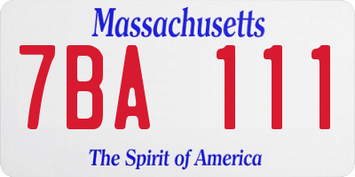 MA license plate 7BA111