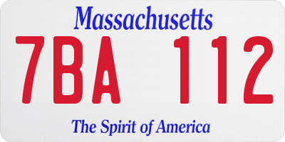 MA license plate 7BA112