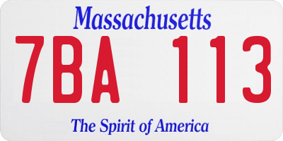 MA license plate 7BA113