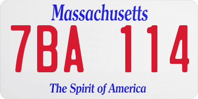 MA license plate 7BA114