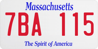 MA license plate 7BA115