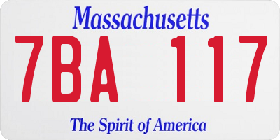 MA license plate 7BA117