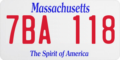 MA license plate 7BA118