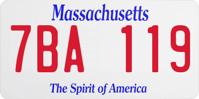 MA license plate 7BA119