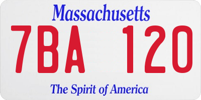 MA license plate 7BA120