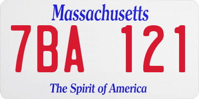 MA license plate 7BA121