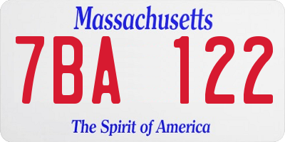 MA license plate 7BA122