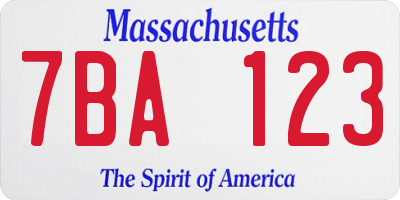MA license plate 7BA123