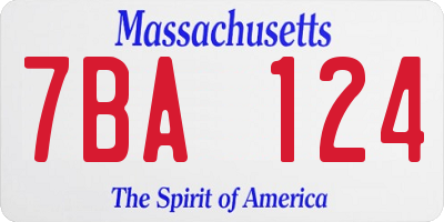 MA license plate 7BA124