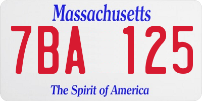 MA license plate 7BA125