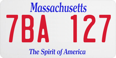 MA license plate 7BA127