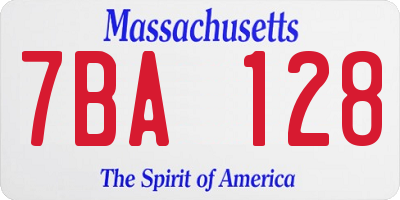 MA license plate 7BA128