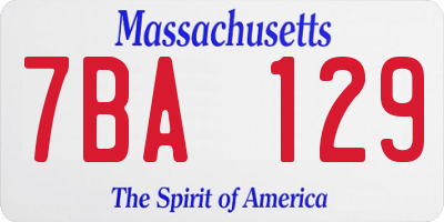 MA license plate 7BA129