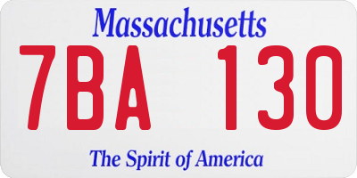 MA license plate 7BA130