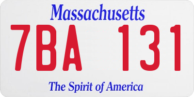 MA license plate 7BA131