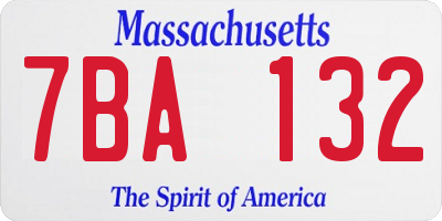 MA license plate 7BA132