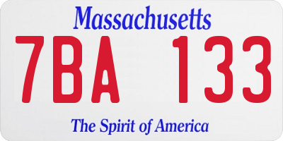 MA license plate 7BA133