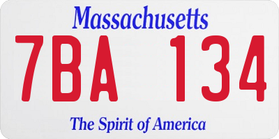 MA license plate 7BA134